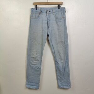 Levi's 501 93 Mens Jeans 32x34 Blue Light Wash Straight Leg Button Fly Classic